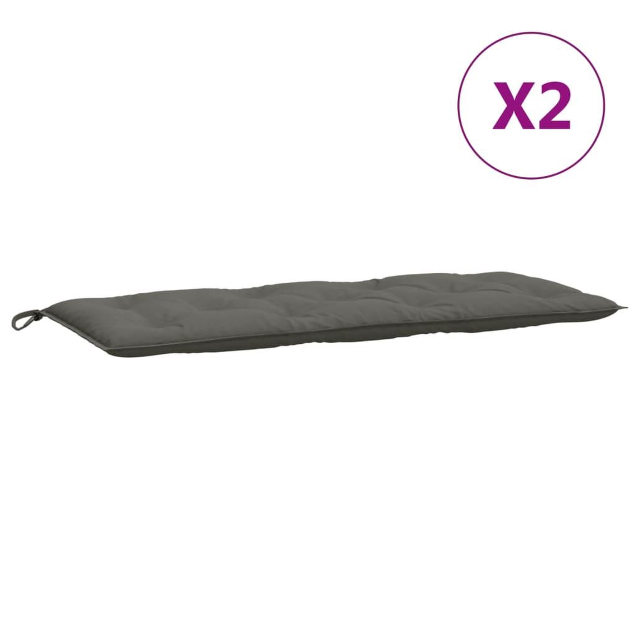 Voir la diapositive 4 : VIDAXL Coussins de banc de jardin lot de 2 gris fonce melange tissu