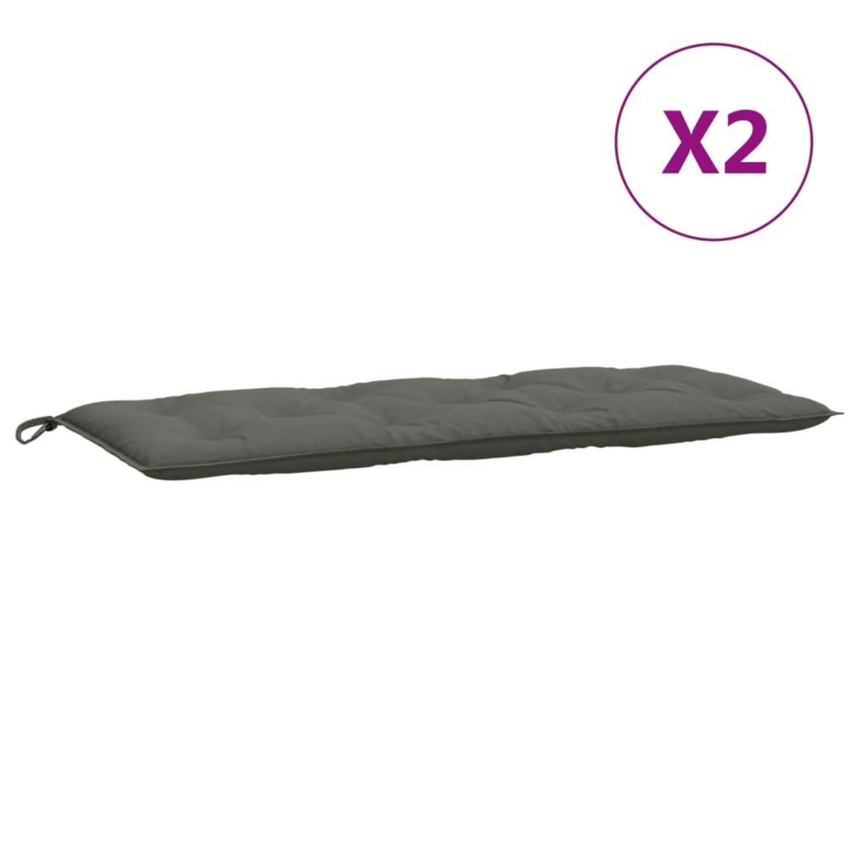 VIDAXL Coussins de banc de jardin lot de 2 gris fonce melange tissu