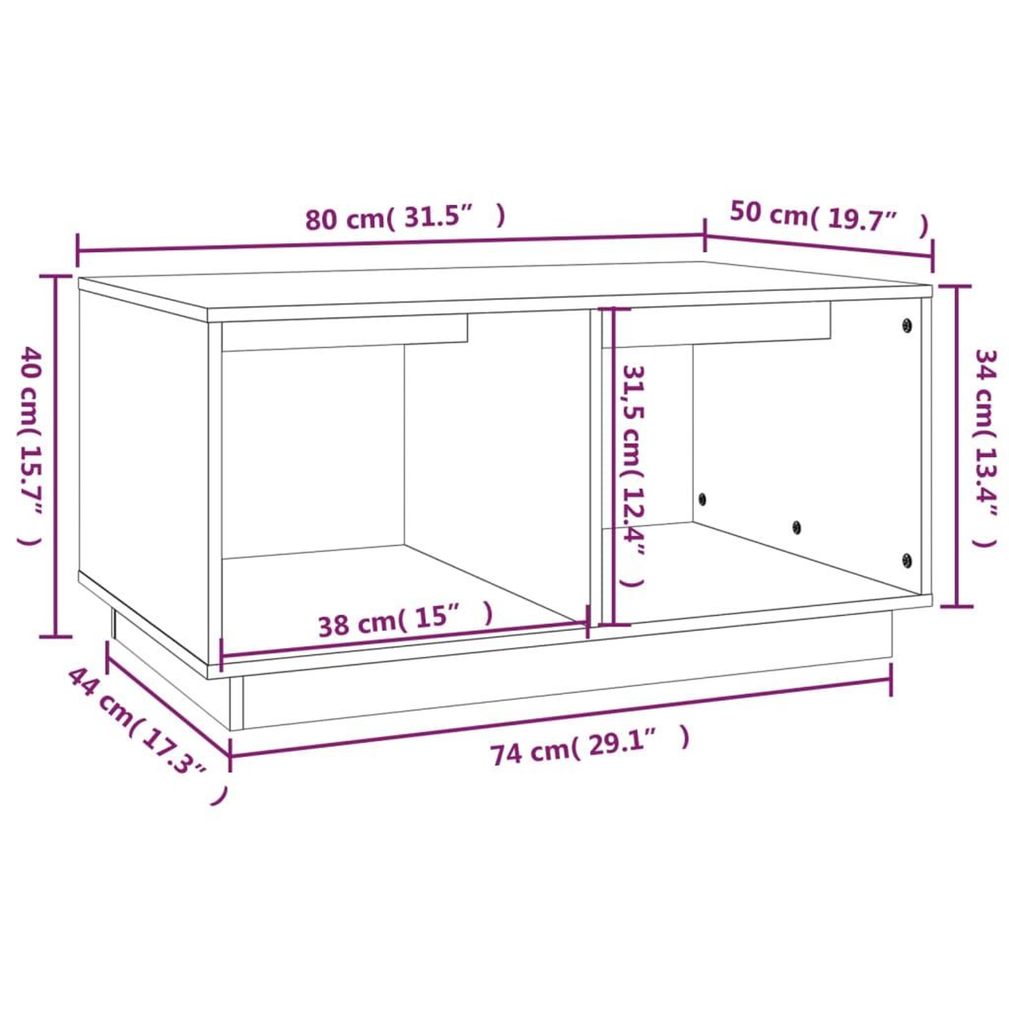 Voir la diapositive 6 : VIDAXL Table basse 80x50x40 cm Bois massif de pin