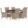 Voir la diapositive 2 : VIDAXL Ensemble a manger de jardin et coussins 7 pcs beige poly rotin