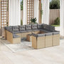 Voir la diapositive 1 : VIDAXL Salon de jardin avec coussins 14 pcs beige resine tressee