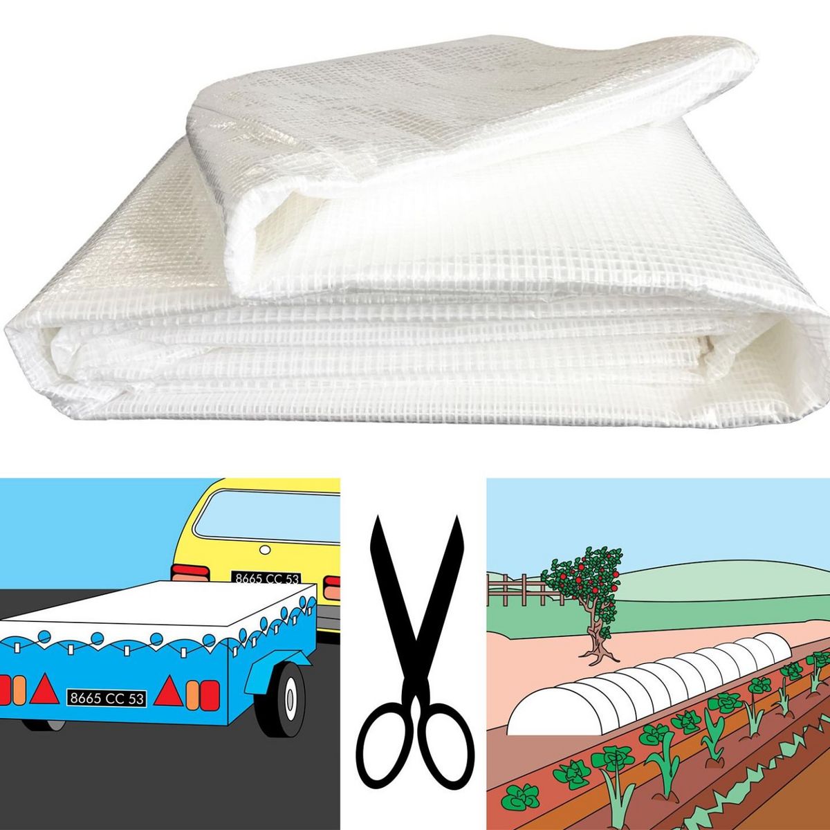 ID MARKET Bâche armée transparente 8x12 m renforcée