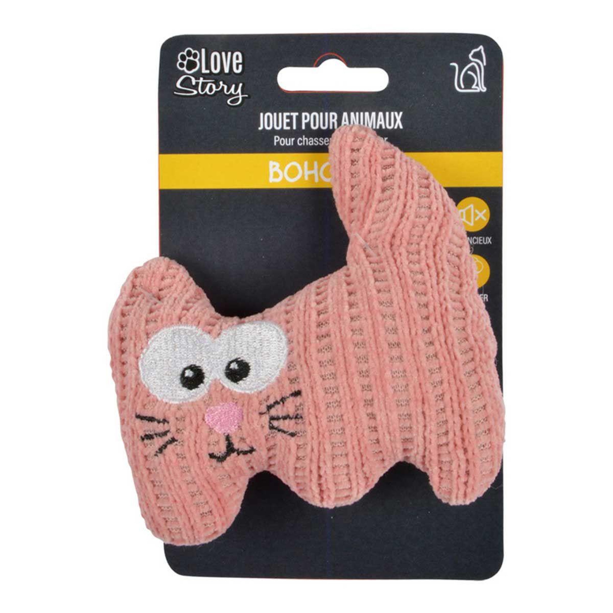 Voir la diapositive 4 : LOVE STORY Jouet peluche pour chat  boho cat  12cm bois de rose
