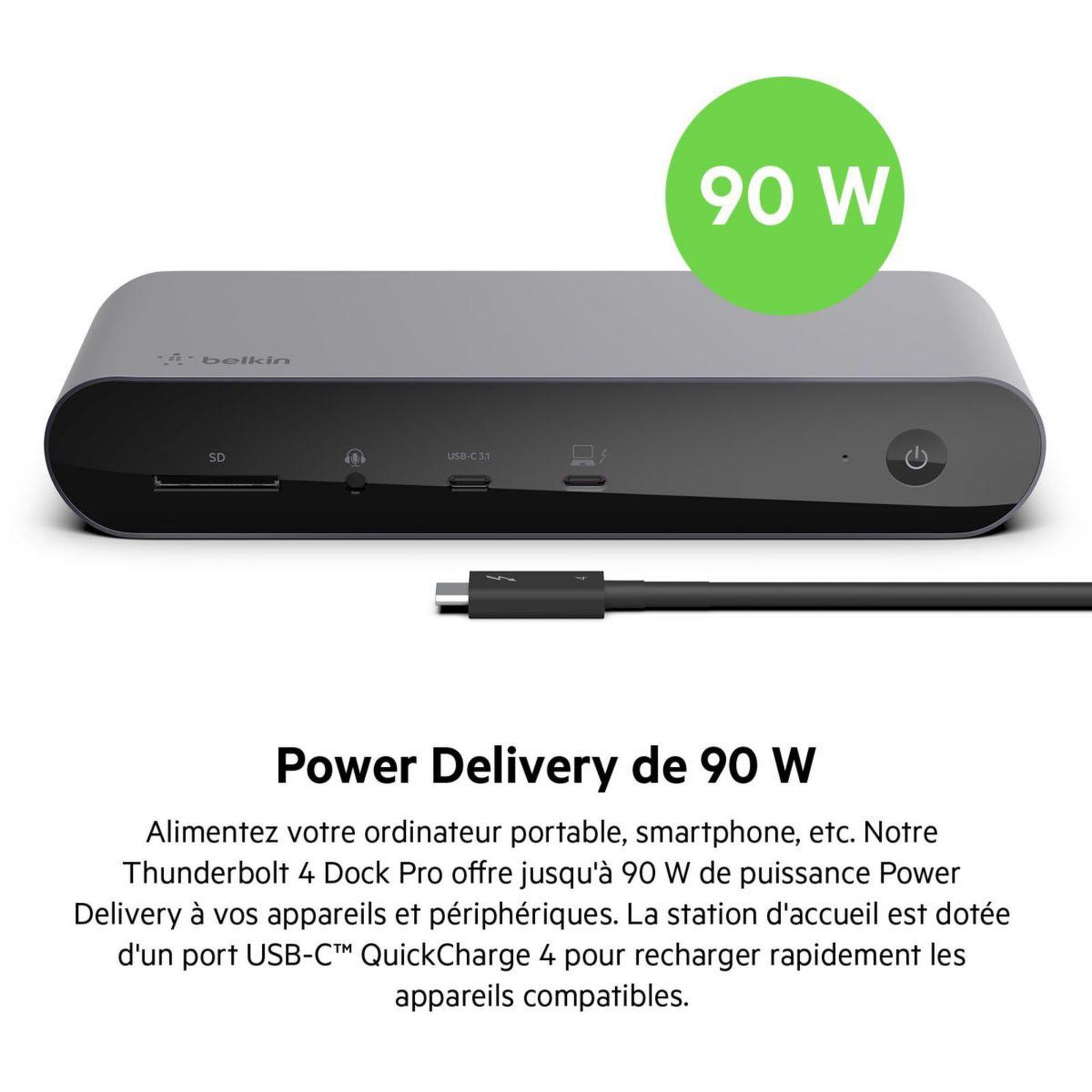 Voir la diapositive 3 : Belkin Station d'accueil THUNDERBOLT 4 PRO DOCK