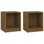 Voir la diapositive 2 : VIDAXL Tables de chevet 2 pcs Marron miel 35,5x33,5x41,5 cm Pin massif