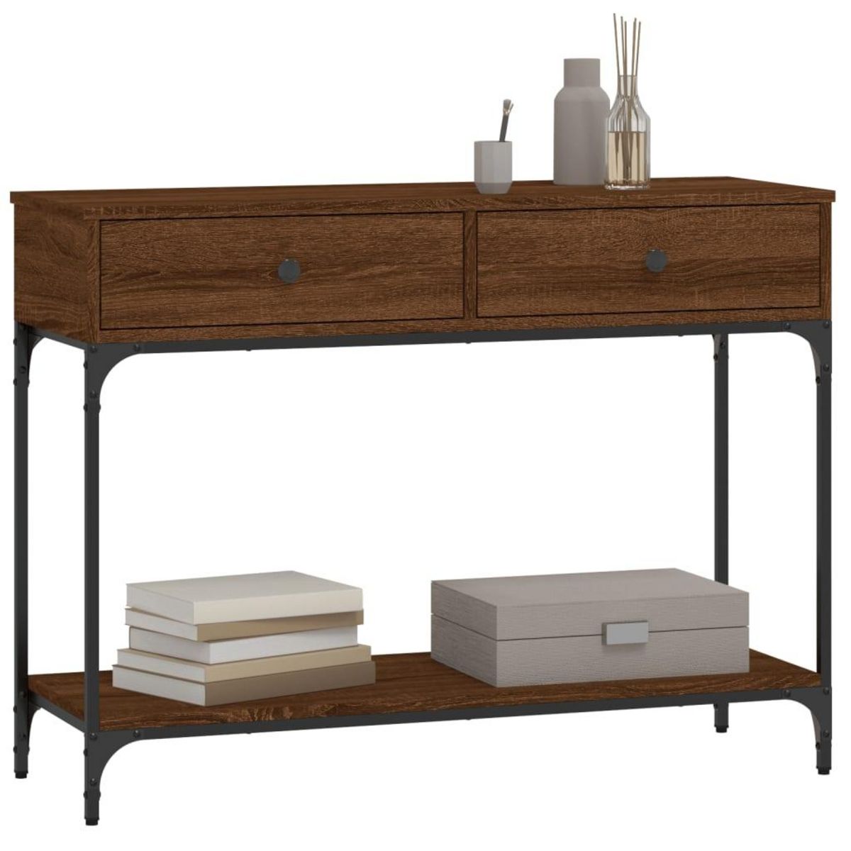 VIDAXL Table console chene marron 100x34,5x75 cm bois d'ingenierie