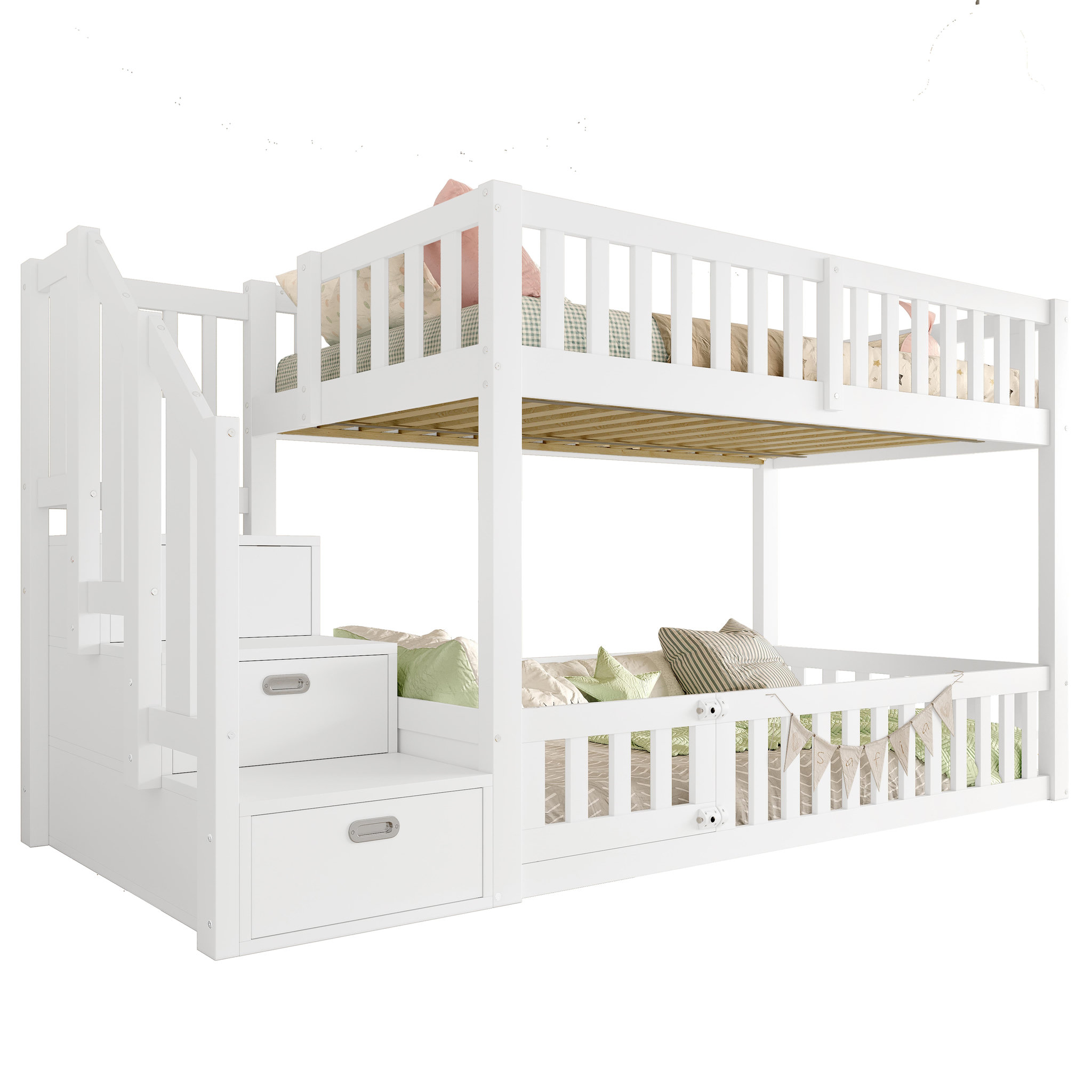 MERAX Lit superposé 90x200 cm coloris blanc pin