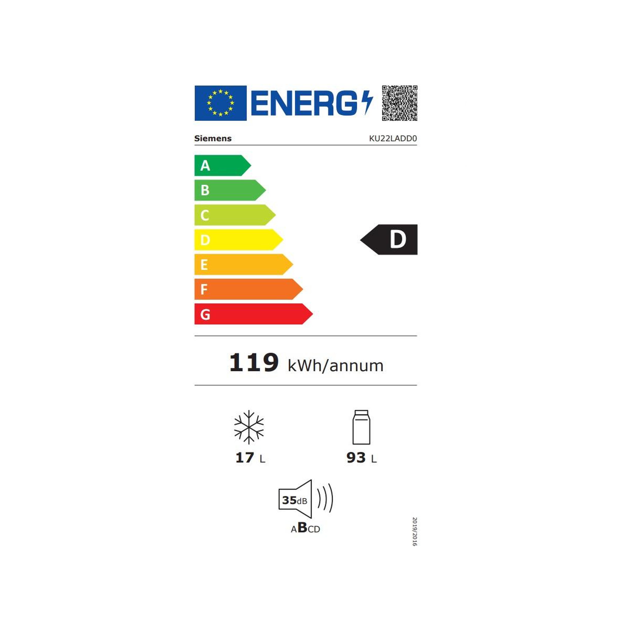 Voir la diapositive 2 : Siemens Réfrigérateur 1 porte intégrable à pantographe 110l - ku22ladd0