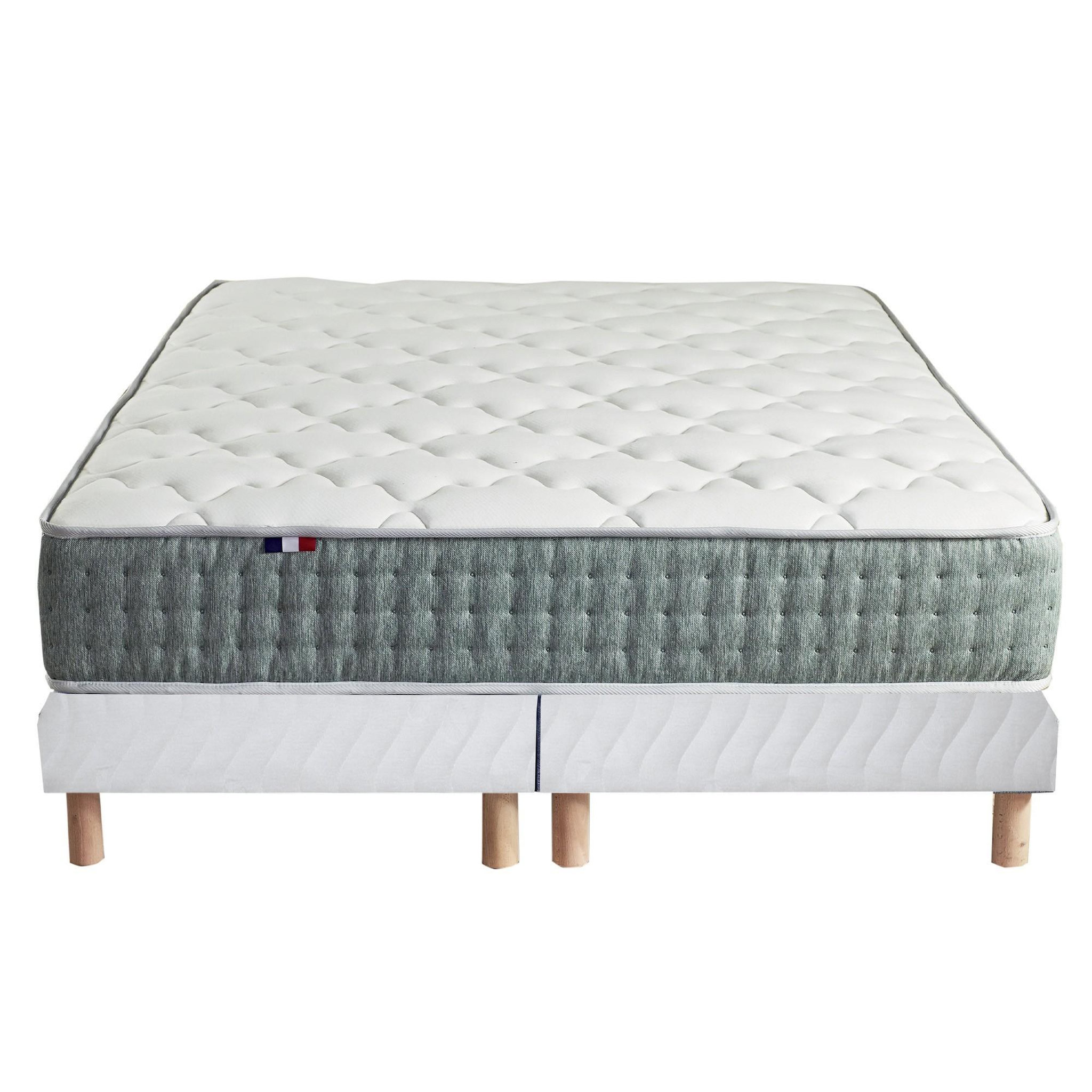 Voir la diapositive 5 : IDLITERIE Ensemble + matelas Ressort 7 zones Face Hiver/Eté différente HYGGE Fabriqué en France