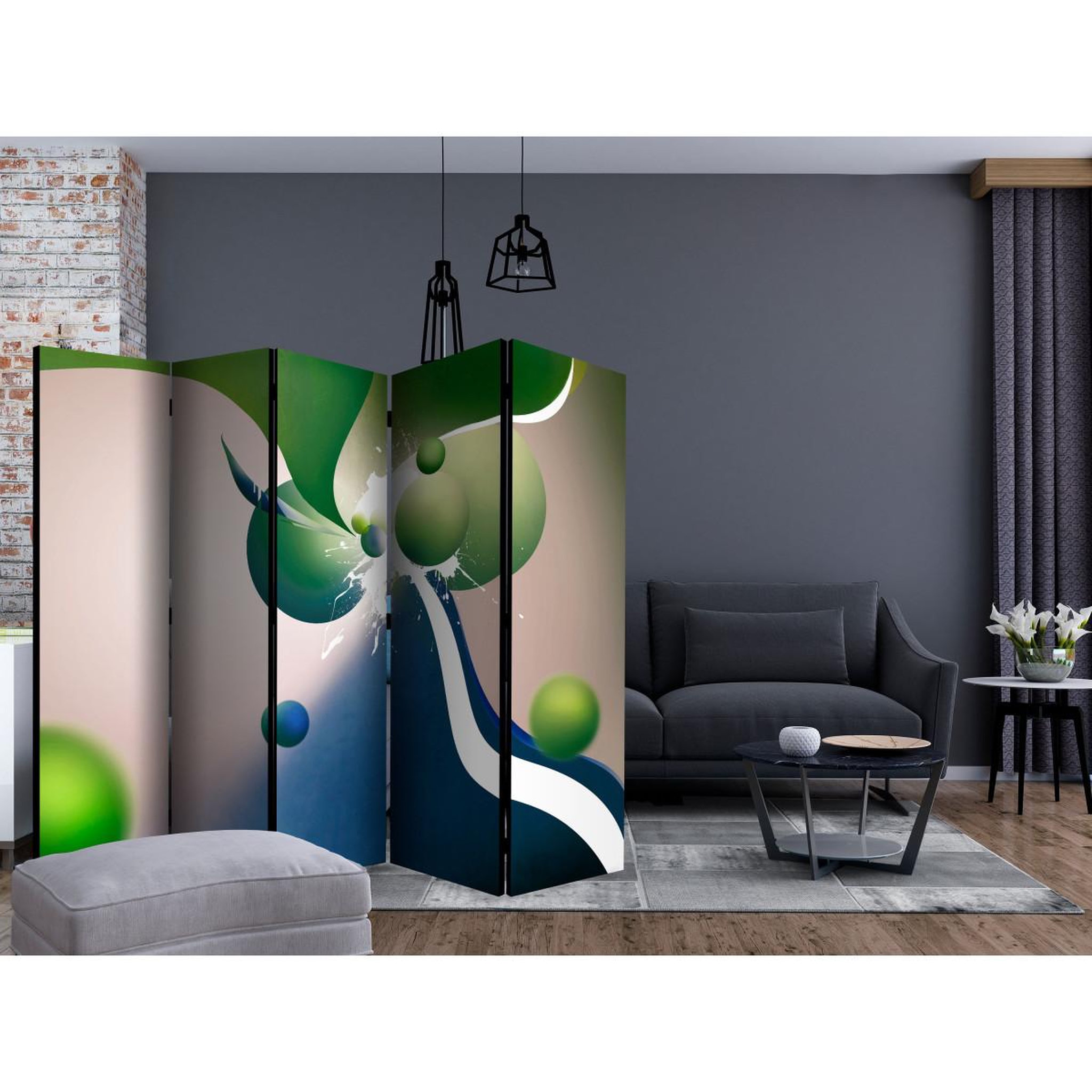 Voir la diapositive 2 : Paris Prix Paravent 5 volets  geometric explosion  172x225cm