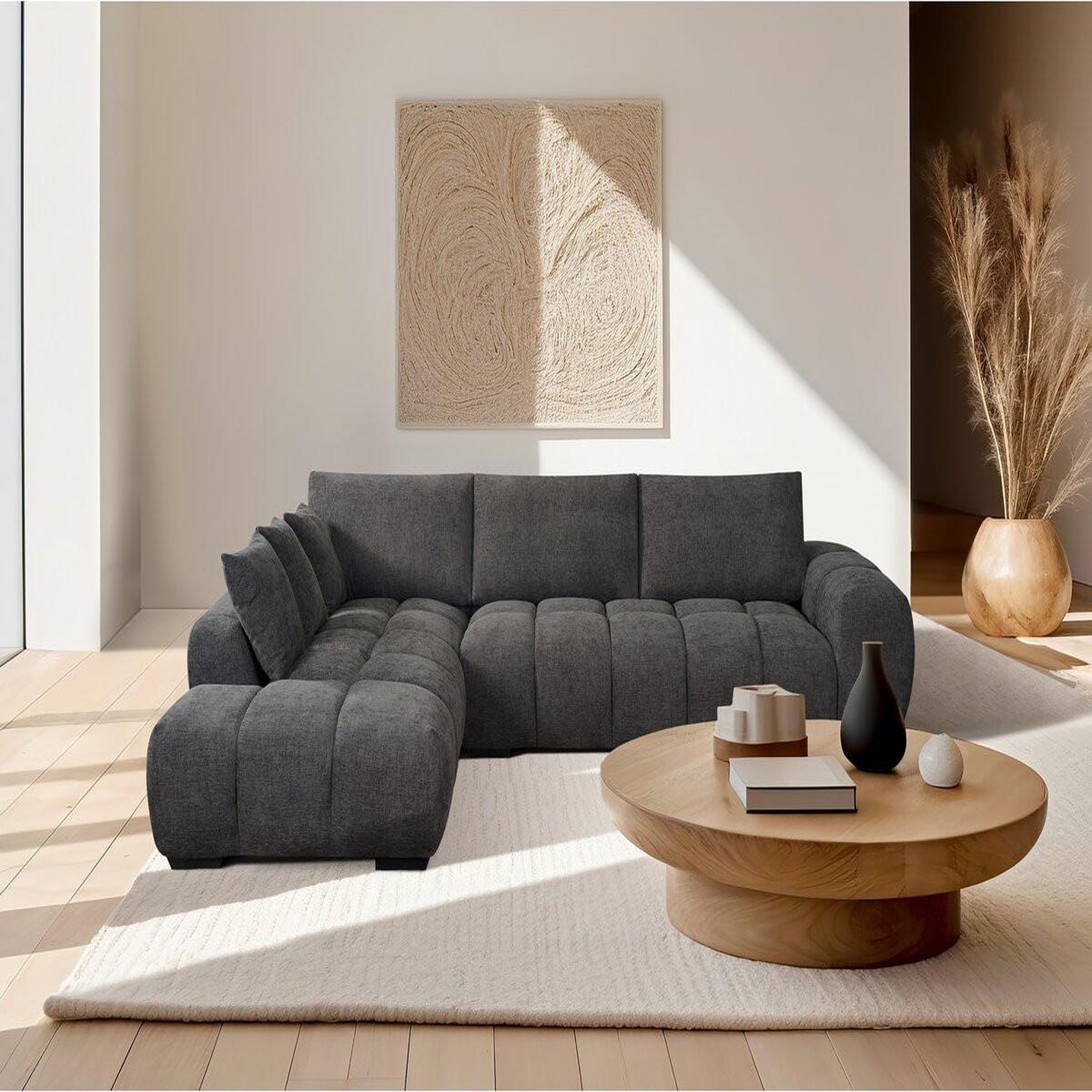 Voir la diapositive 2 : Habitat et Jardin Canapé d'angle  monceau  - 3 places - gris