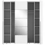 MARKET24 Armoire NARAGO - Décor Blanc mat - 2 portes coulissantes + miroir + 2 portes battantes + 2 penderies - L200 x P61 x H210 cm