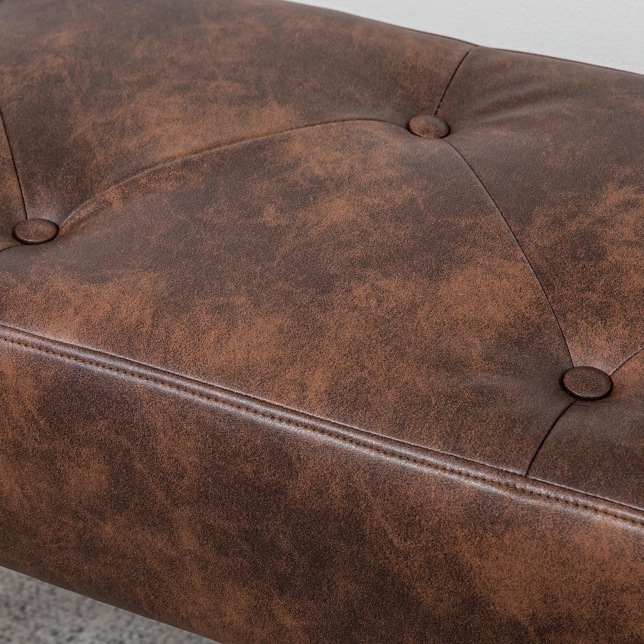 Voir la diapositive 5 : HOMCOM Banc banquette capitonnée style classique chic bois hévéa revêtement synthétique marron effet vieilli
