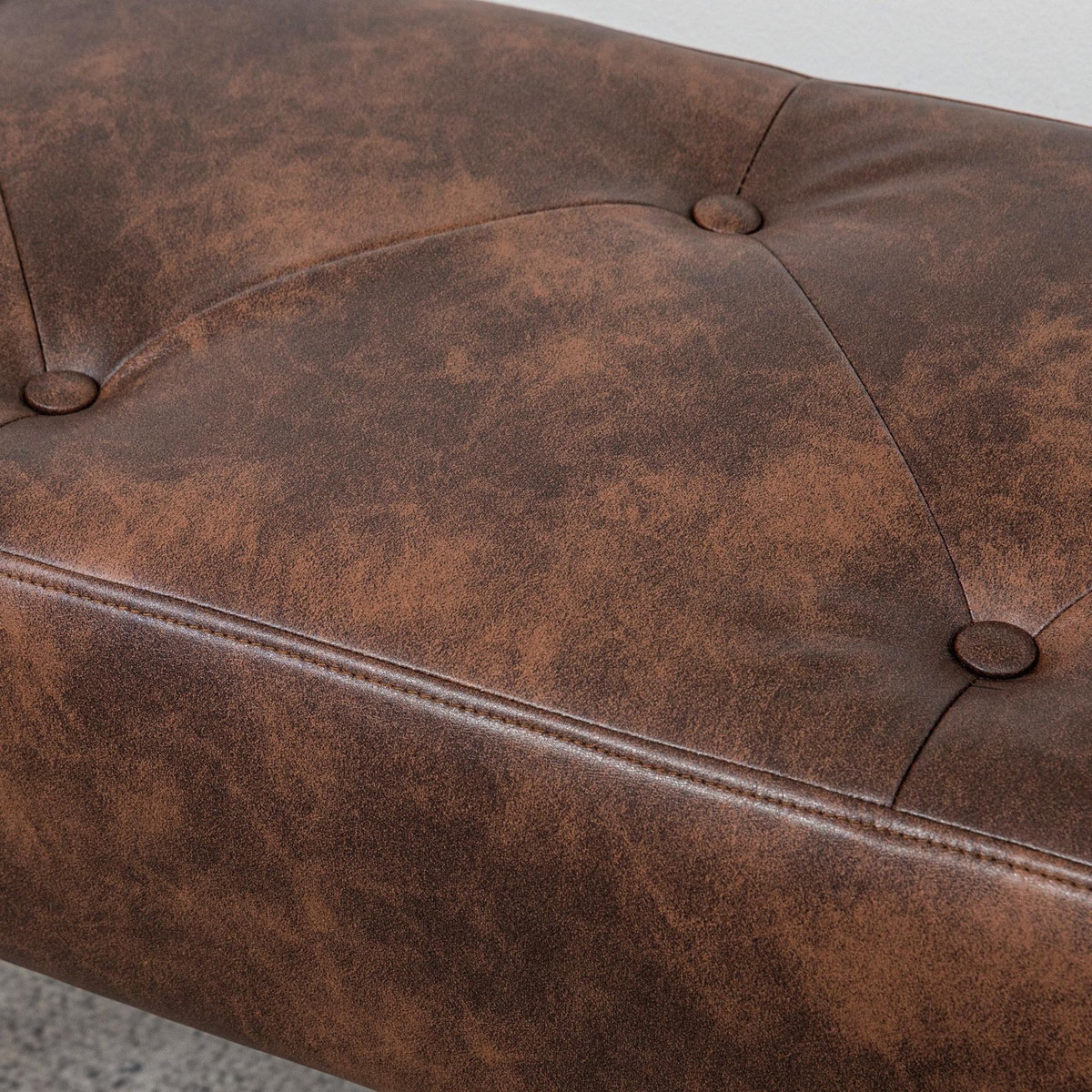 HOMCOM Banc banquette capitonnée style classique chic bois hévéa revêtement synthétique marron effet vieilli