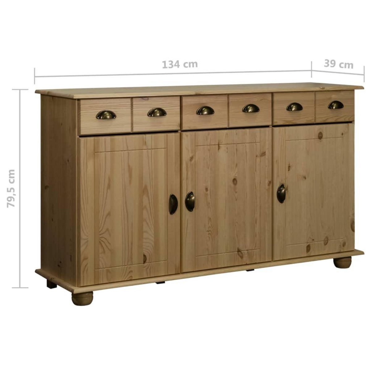 VIDAXL Buffet 134x39x79,5 cm Bois de pin massif