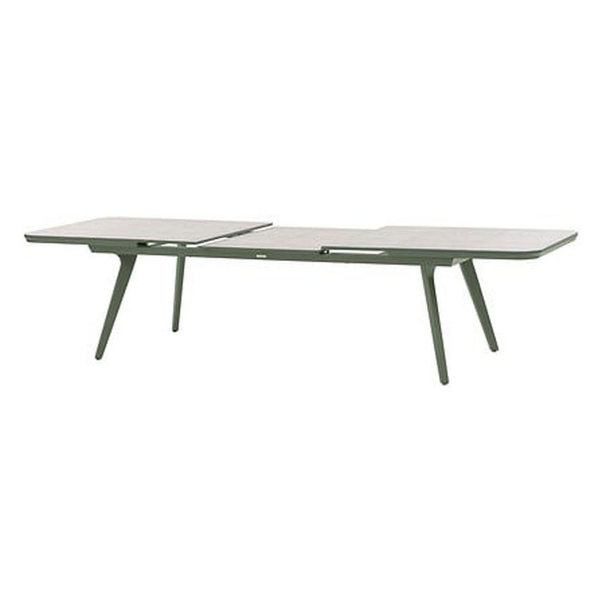 HESPERIDE Table de jardin extensible en aluminium et verre 12 places PULPY - Vert laurier et gris granite