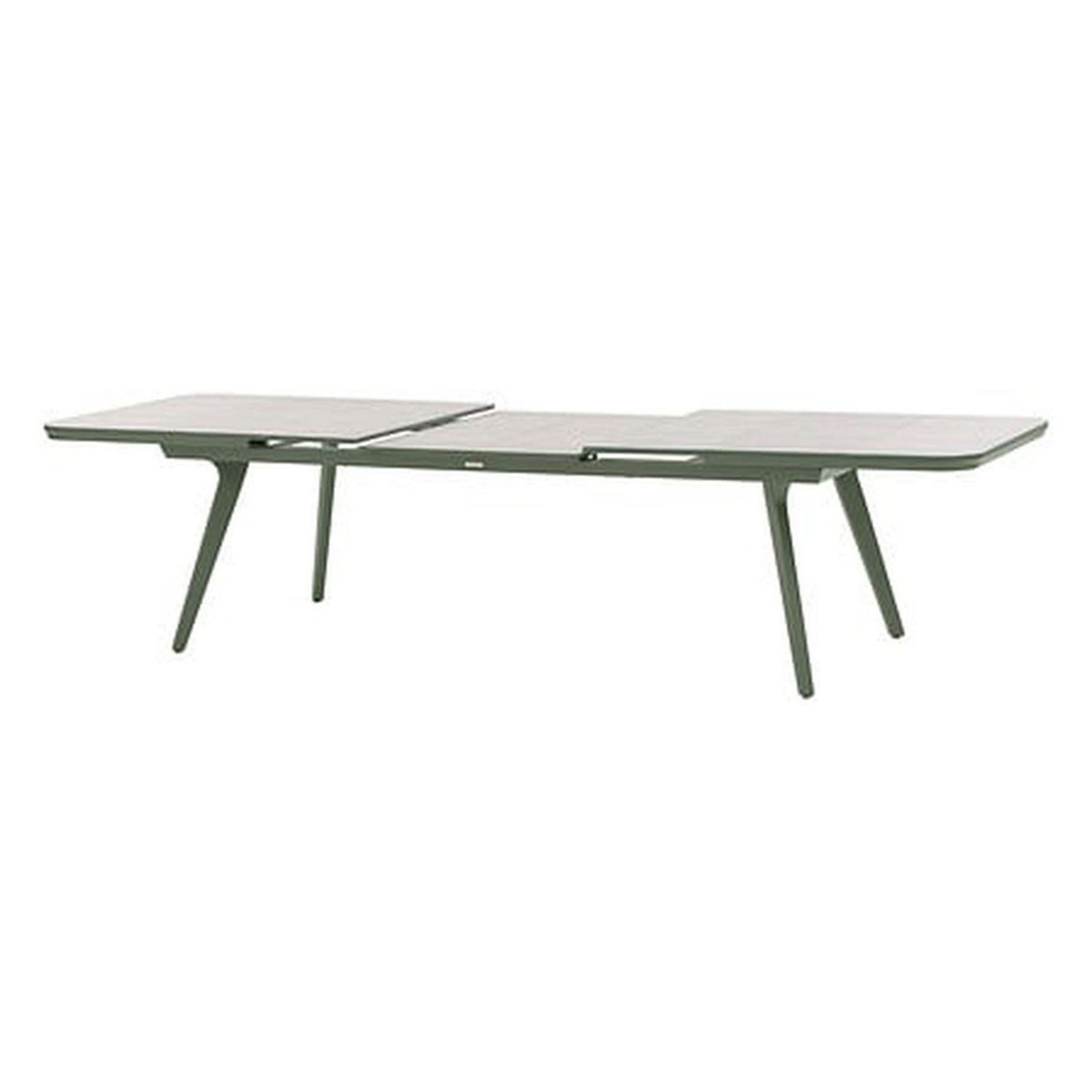 HESPERIDE Table de jardin extensible en aluminium et verre 12 places PULPY - Vert laurier et gris granite