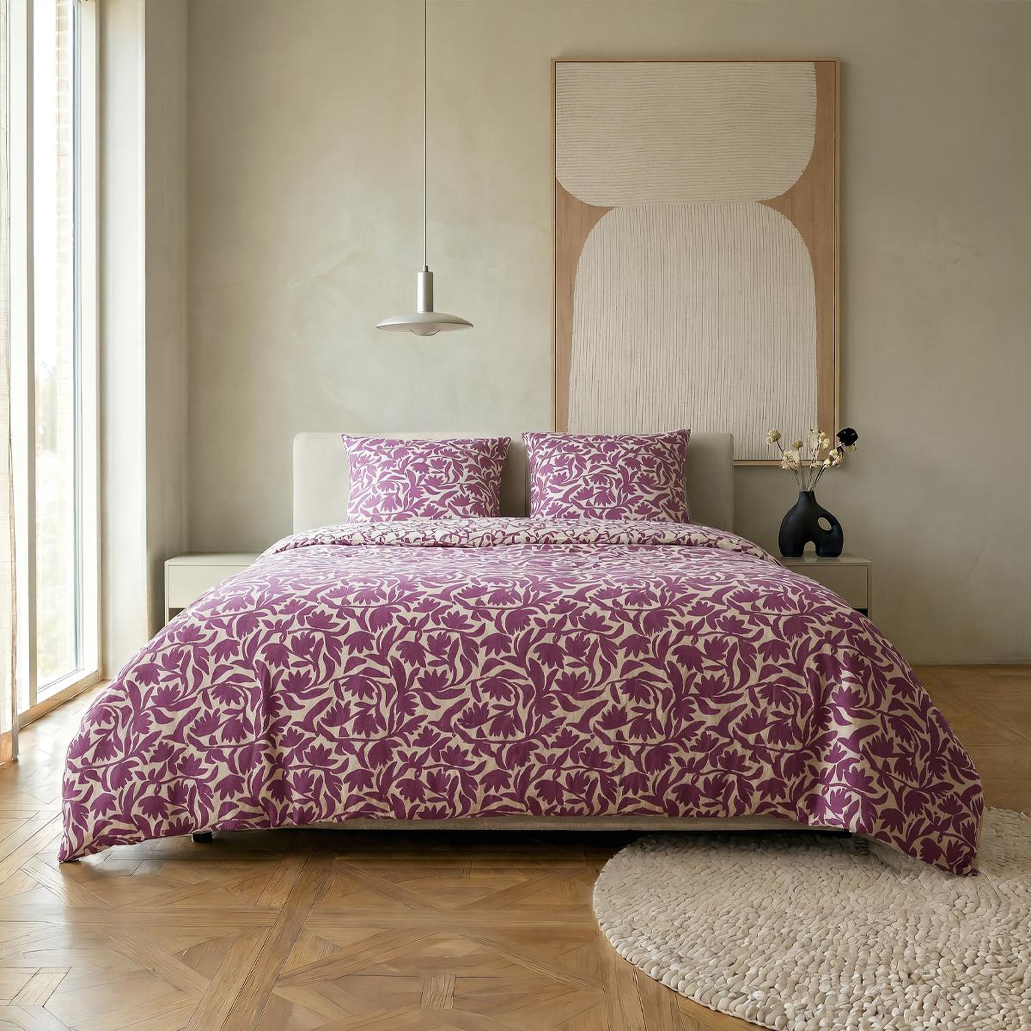 DODO Pack housse de couette + taie(s) d'oreiller coton osmose. Coloris disponibles : Violet