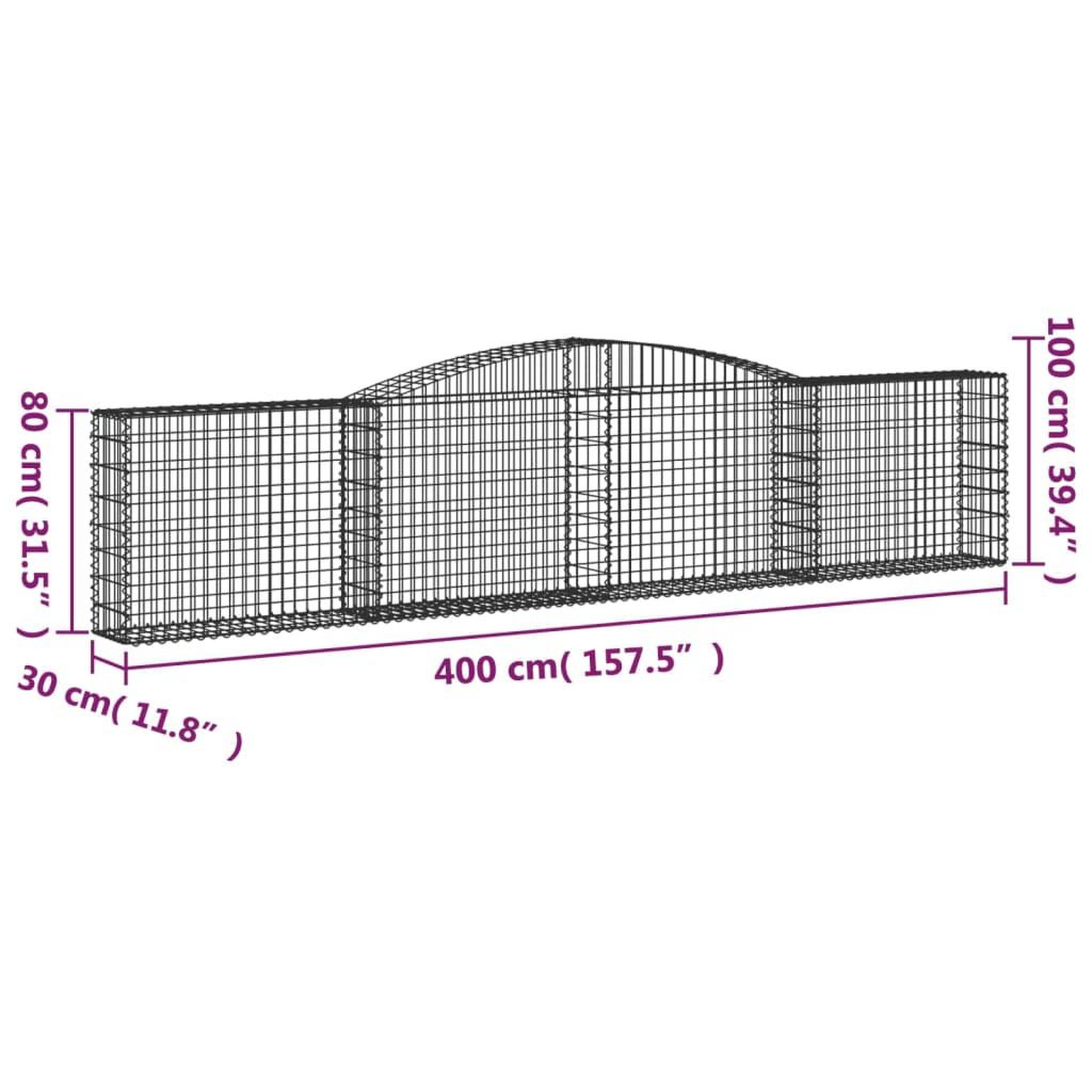 Voir la diapositive 6 : VIDAXL Paniers a gabions arques 25 pcs 400x30x80/100 cm Fer galvanise