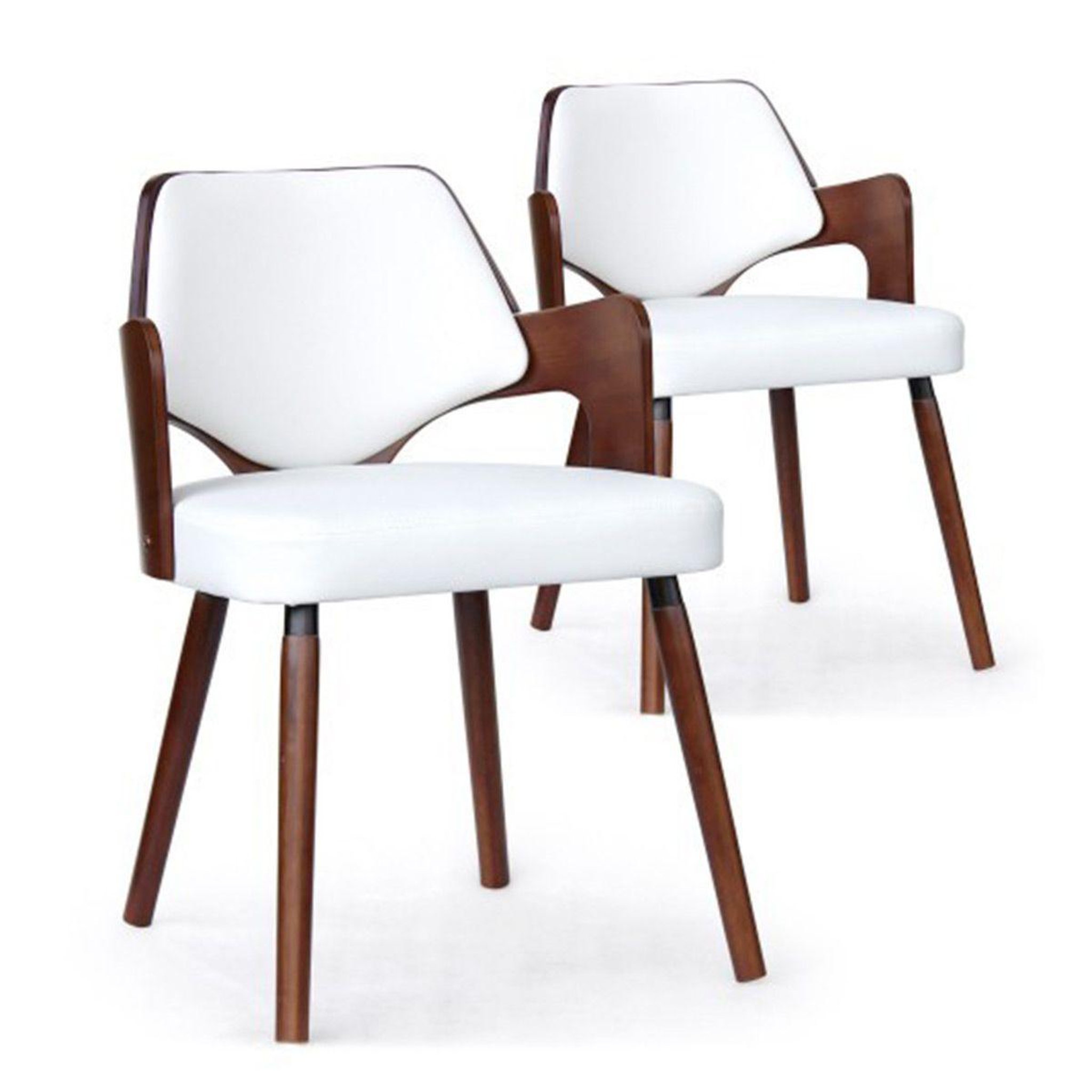 Paris Prix Lot de 2 Chaises Design  Aley  72cm Blanc & Noisette