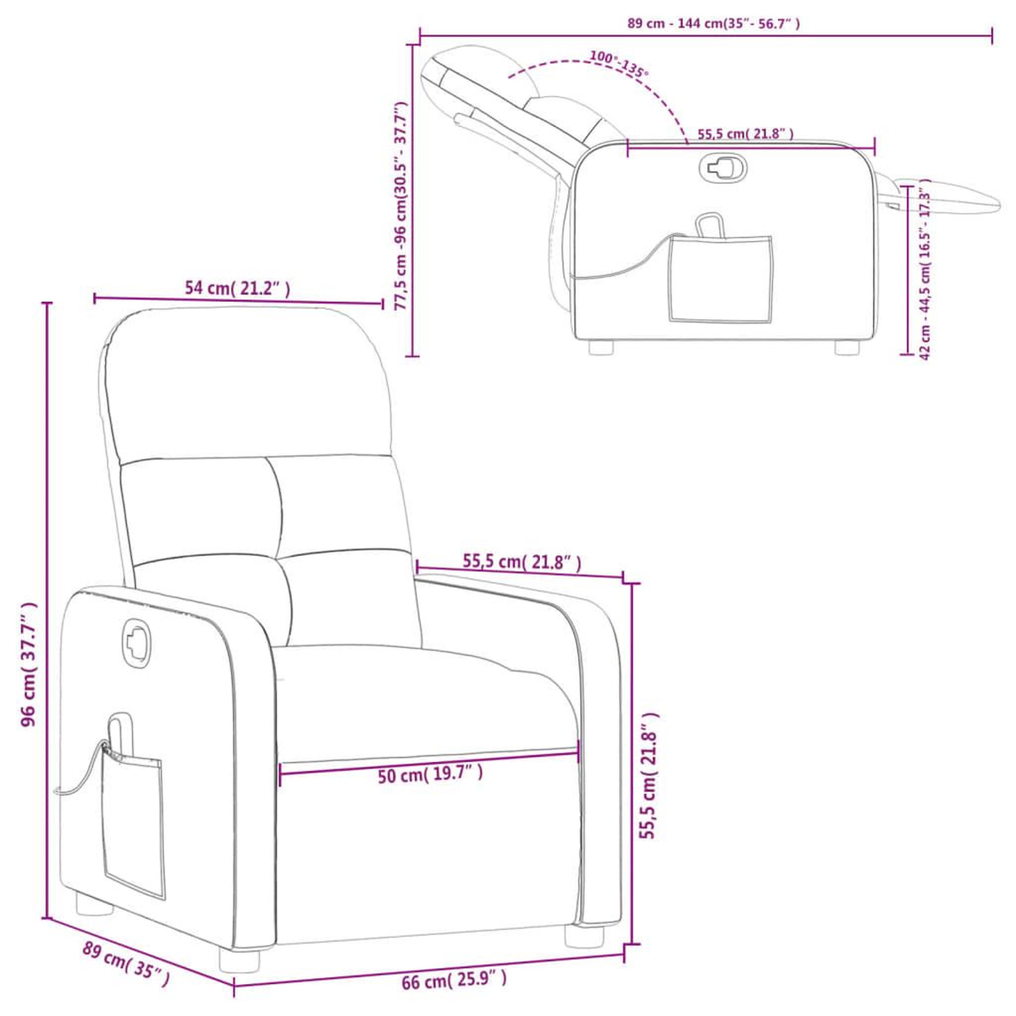 Voir la diapositive 6 : VIDAXL Fauteuil de massage inclinable Noir Tissu