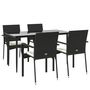 Voir la diapositive 3 : VIDAXL Ensemble a manger de jardin coussins 5pcs Noir Resine tressee