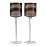 Paris Prix Lot de 2 Photophores sur Pied  Verre Rayé  30cm Marron