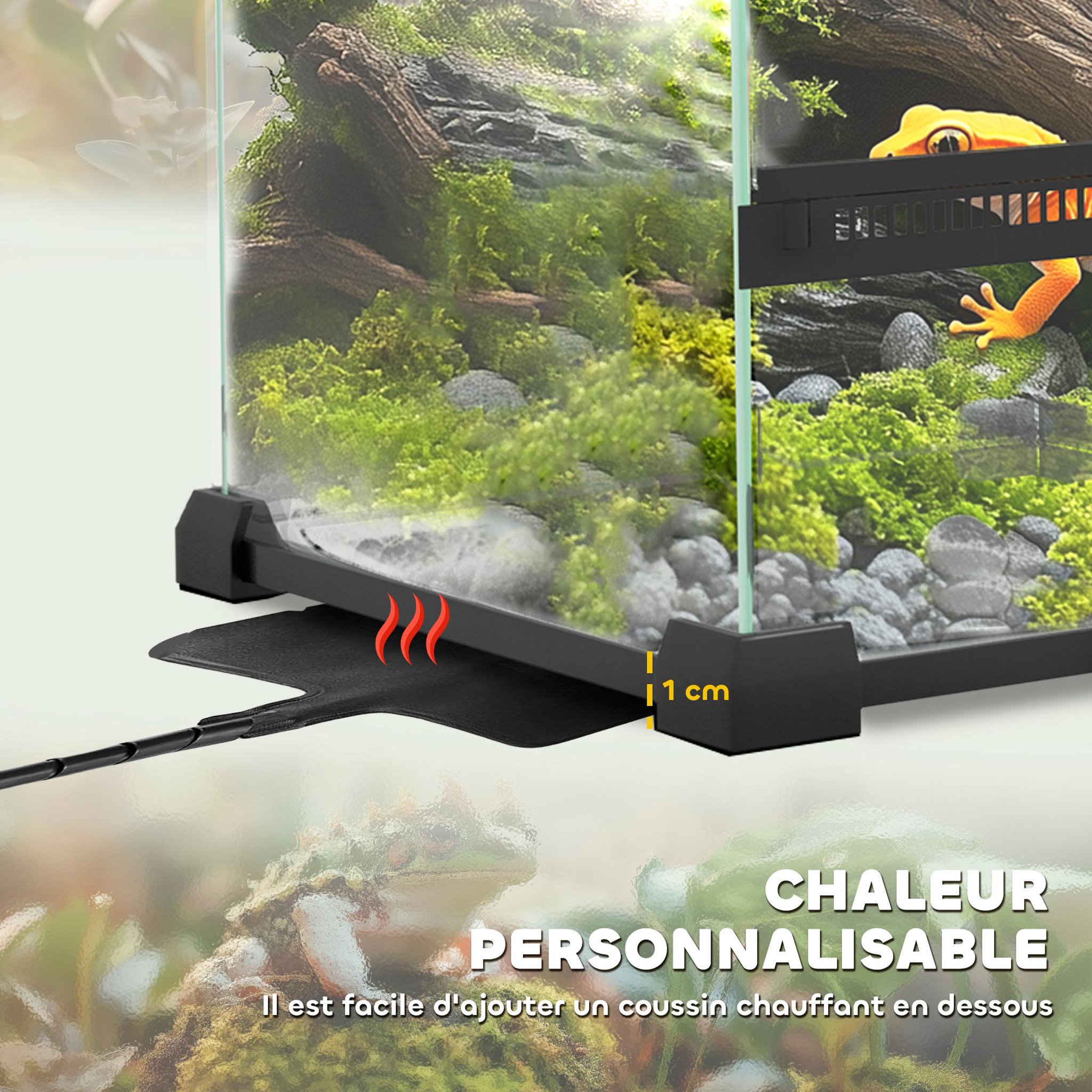 Voir la diapositive 6 : PAWHUT Terrarium vivarium en verre 12L couvercle maille métallique porte noir