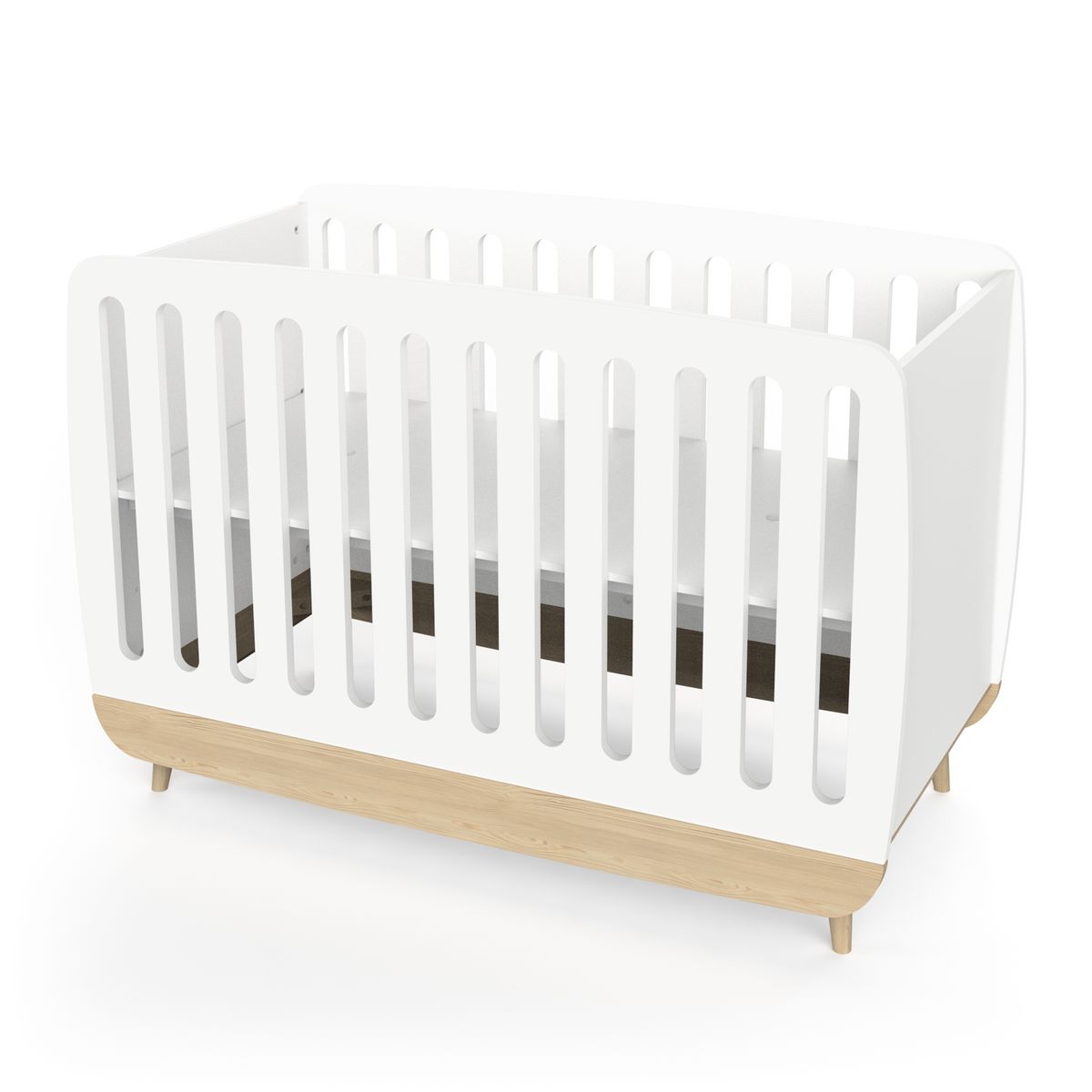 Lit bébé 60x120 cm sommier 3 positions blanc LINIA 