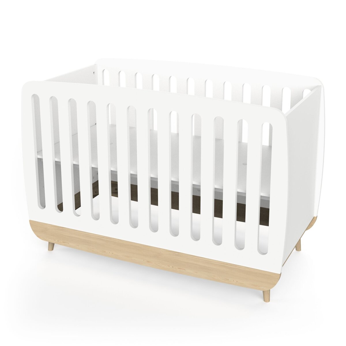 Lit bébé 60x120 cm sommier 3 positions blanc LINIA 