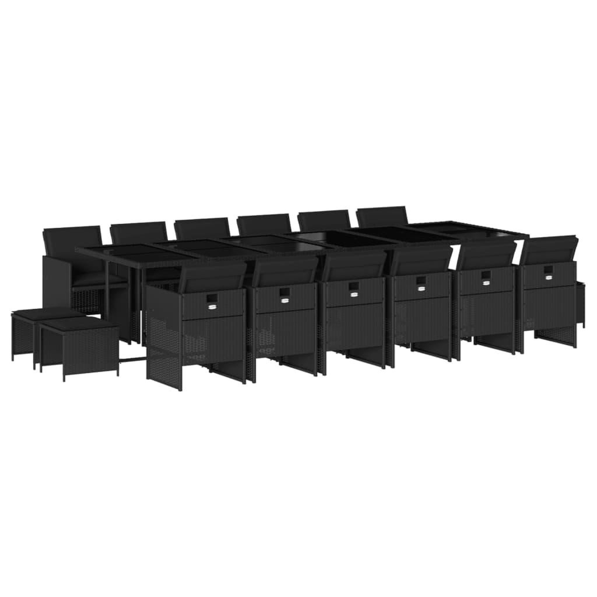 Voir la diapositive 2 : VIDAXL Ensemble a manger de jardin 17 pcs coussins noir resine tressee