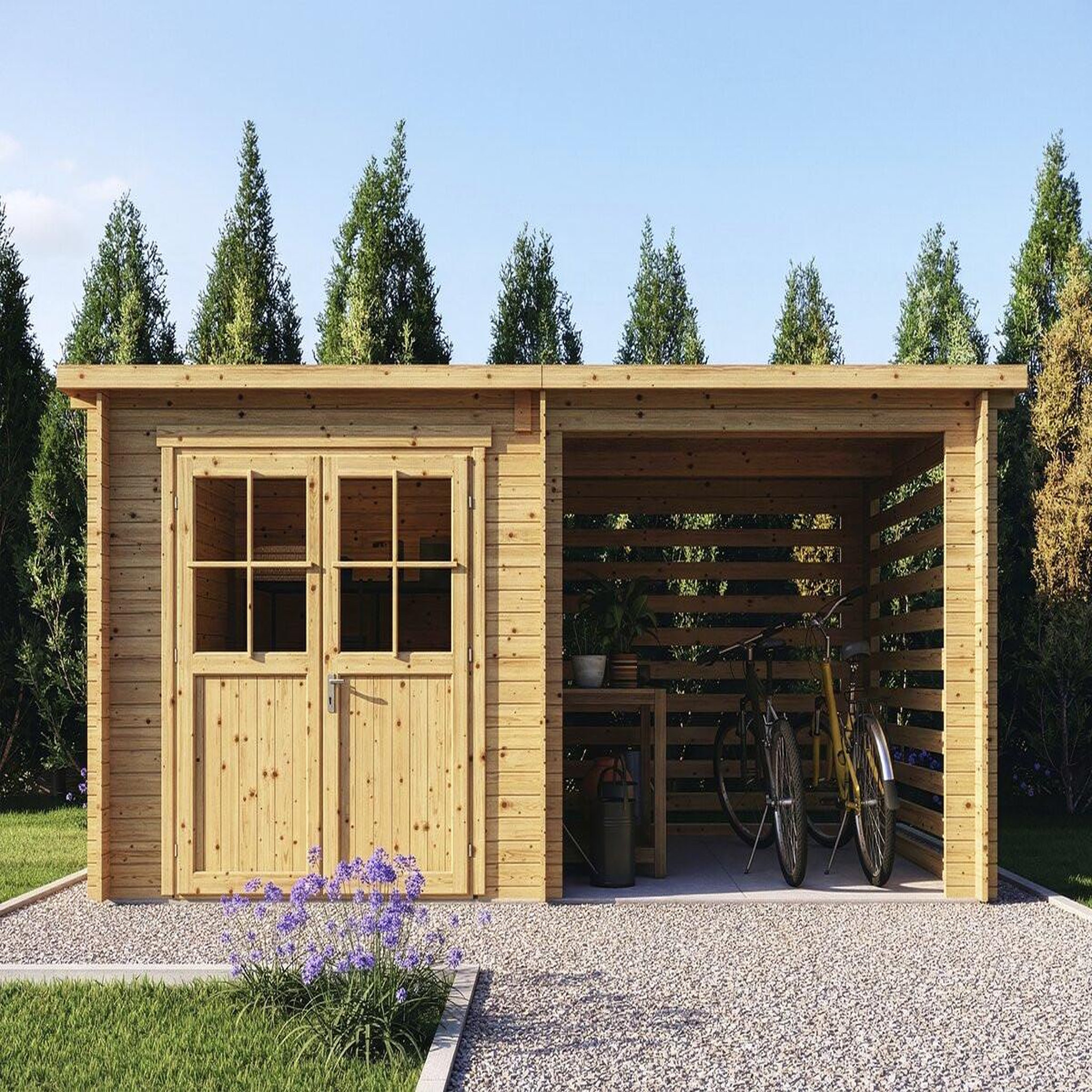 Voir la diapositive 4 : Habitat et Jardin Abri de jardin bois avec appentis  aureval  - 11m² - 2.24 x 5.01 x 2.07 m - 28 mm