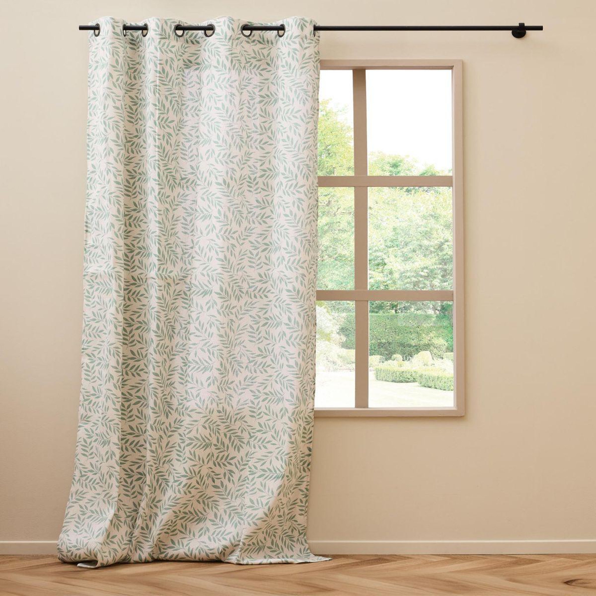 Douceur d'Intérieur Rideau à œillets imprimé  naya  140x280cm vert sauge
