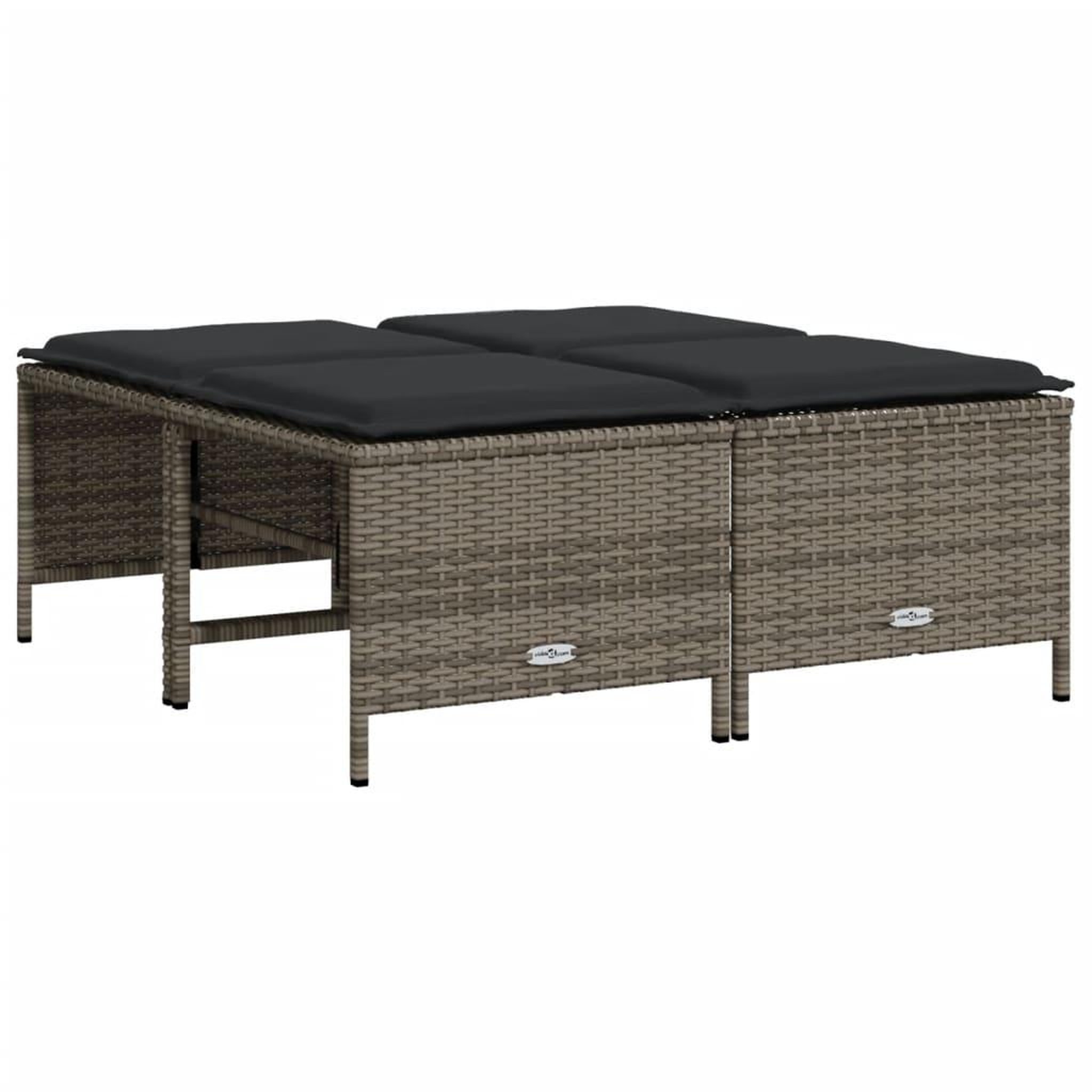 Voir la diapositive 2 : VIDAXL Tabourets de jardin avec coussins lot de 4 gris resine tressee