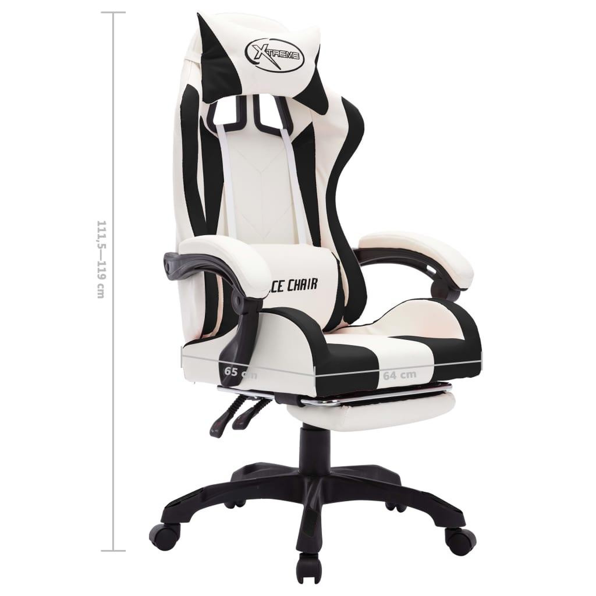 Voir la diapositive 6 : VIDAXL Fauteuil de jeux video avec LED RVB Noir et blanc Similicuir