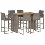 Voir la diapositive 2 : VIDAXL Ensemble de bar de jardin 7 pcs avec coussins gris poly rotin