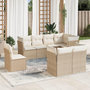 Voir la diapositive 1 : VIDAXL Salon de jardin avec coussins 8 pcs beige resine tressee