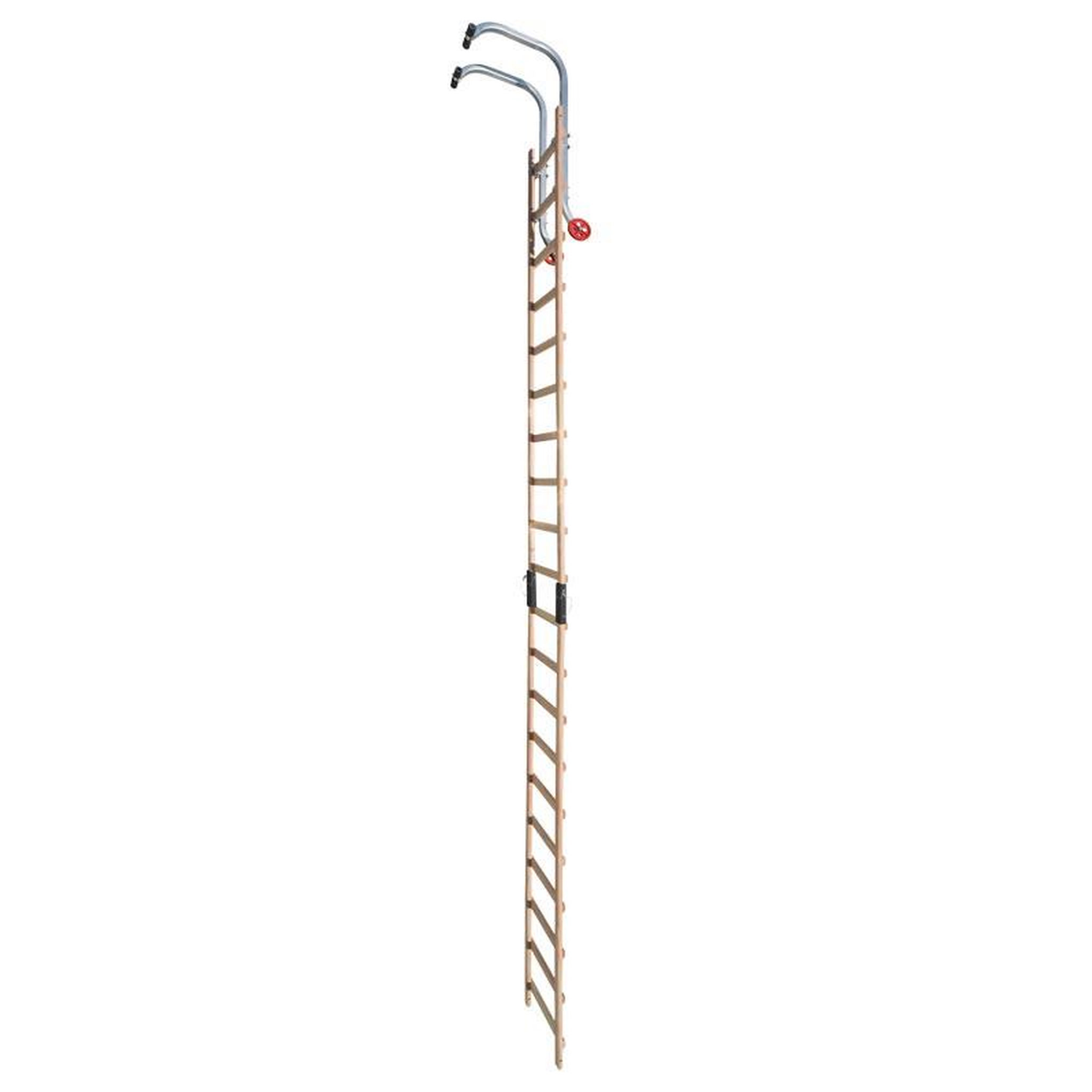 Voir la diapositive 3 : HAILO Echelle plate de toit en bois pour couvreur avec crochet de toit 5m Hailo Safety Roof