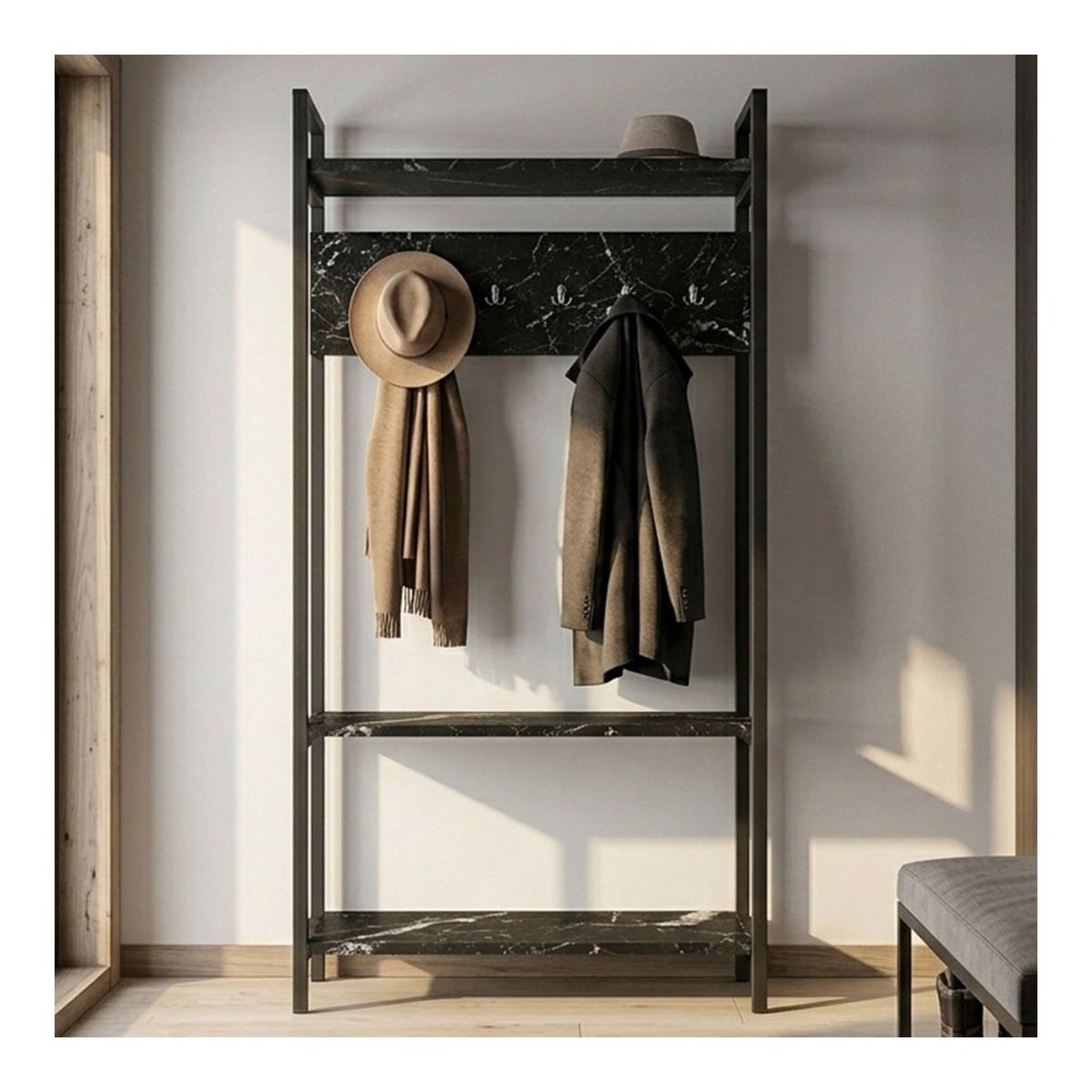 Voir la diapositive 2 : Paris Prix Meuble d'entrée vestiaire  sicaret  180cm noir mat