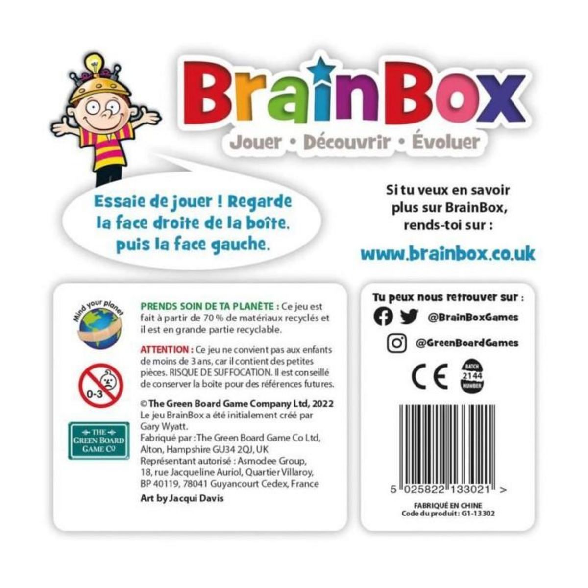 Asmodee Jeu de société - BrainBox - Animaux - Jeu d'observation et de mémoire - 1 joueur ou plus - 8 ans et +