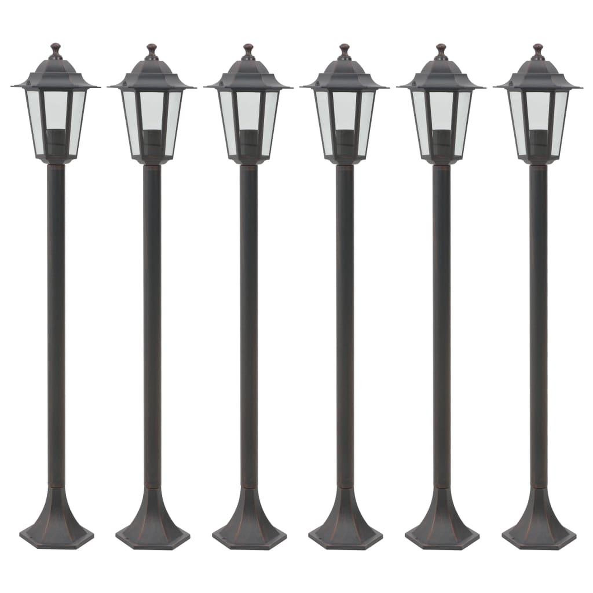 VIDAXL Lampe de jardin a piquet 6 pcs E27 110 cm Aluminium Bronze