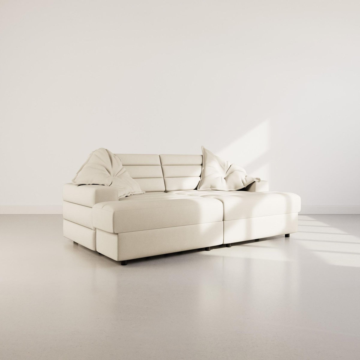 LISA DESIGN Loredana - canapé droit 4 places double méridienne - assise profonde - en tissu texturé