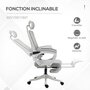 VINSETTO Fauteuil de bureau ergonomique inclinable réglable - repose-pied rétractable, support lombaires, tétière ajustable - blanc gris