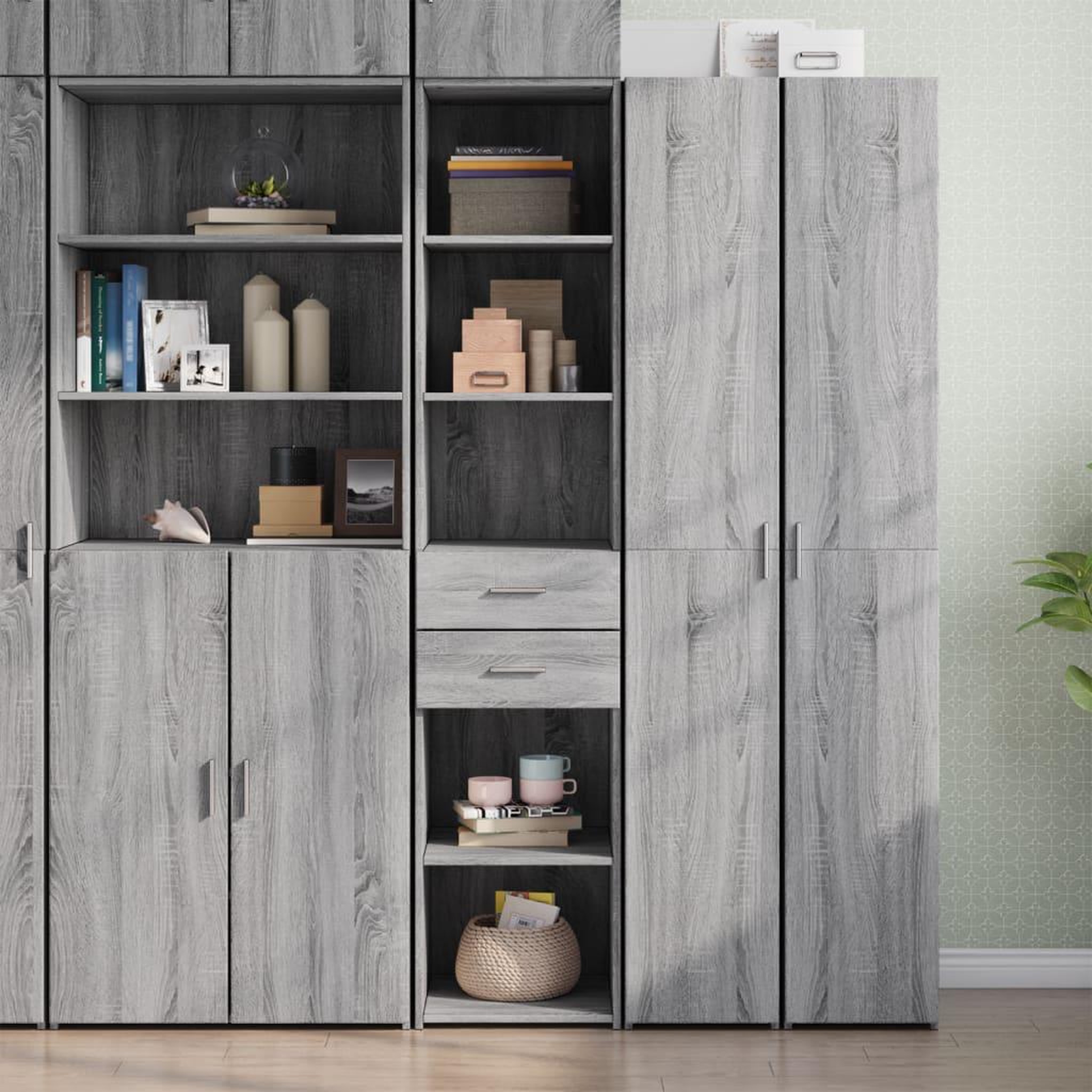 VIDAXL Buffet haut sonoma gris 40x42,5x185 cm bois d'ingenierie