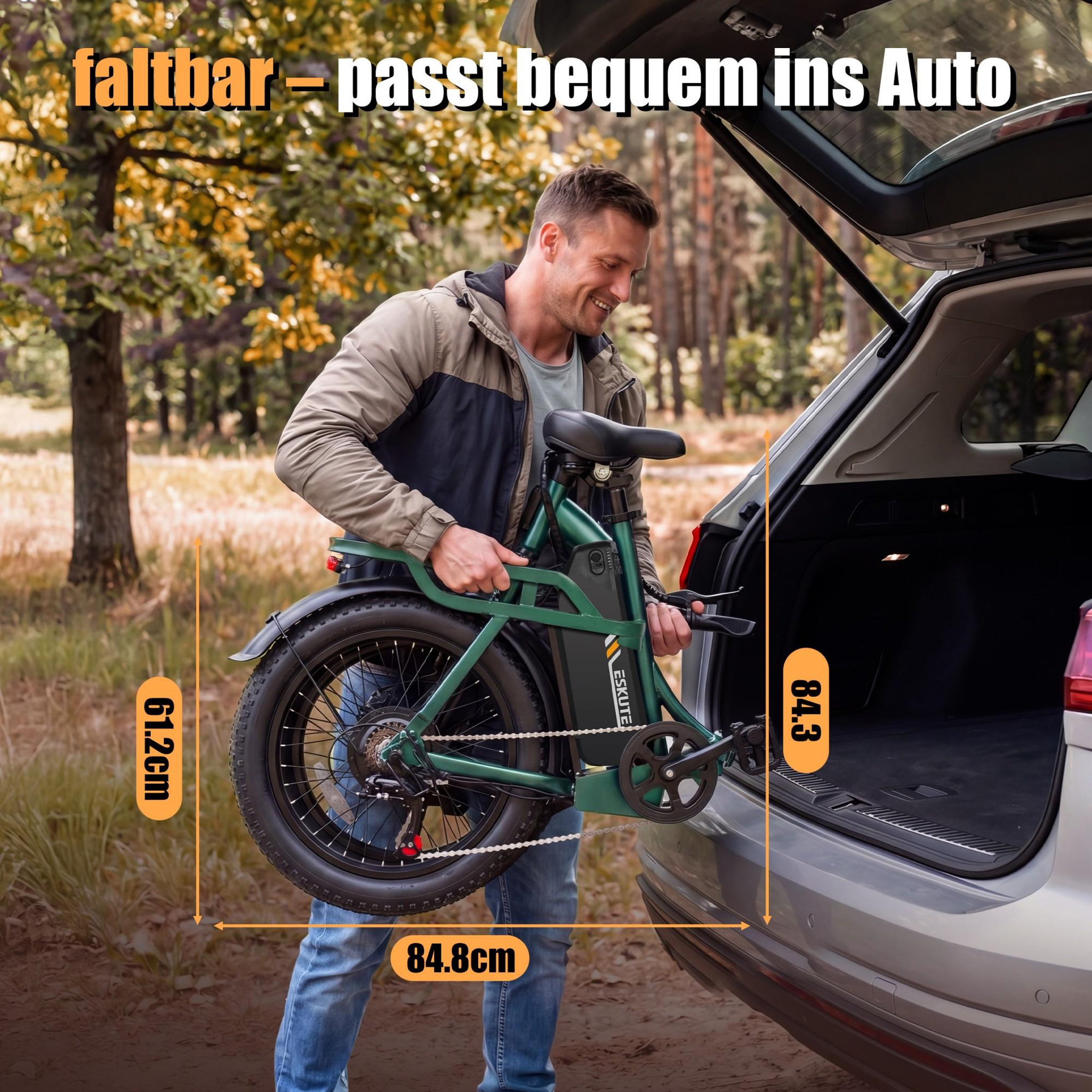 Voir la diapositive 4 : ESKUTE Vélo électrique pliable ESKUTE D202, 48V 20,8Ah
