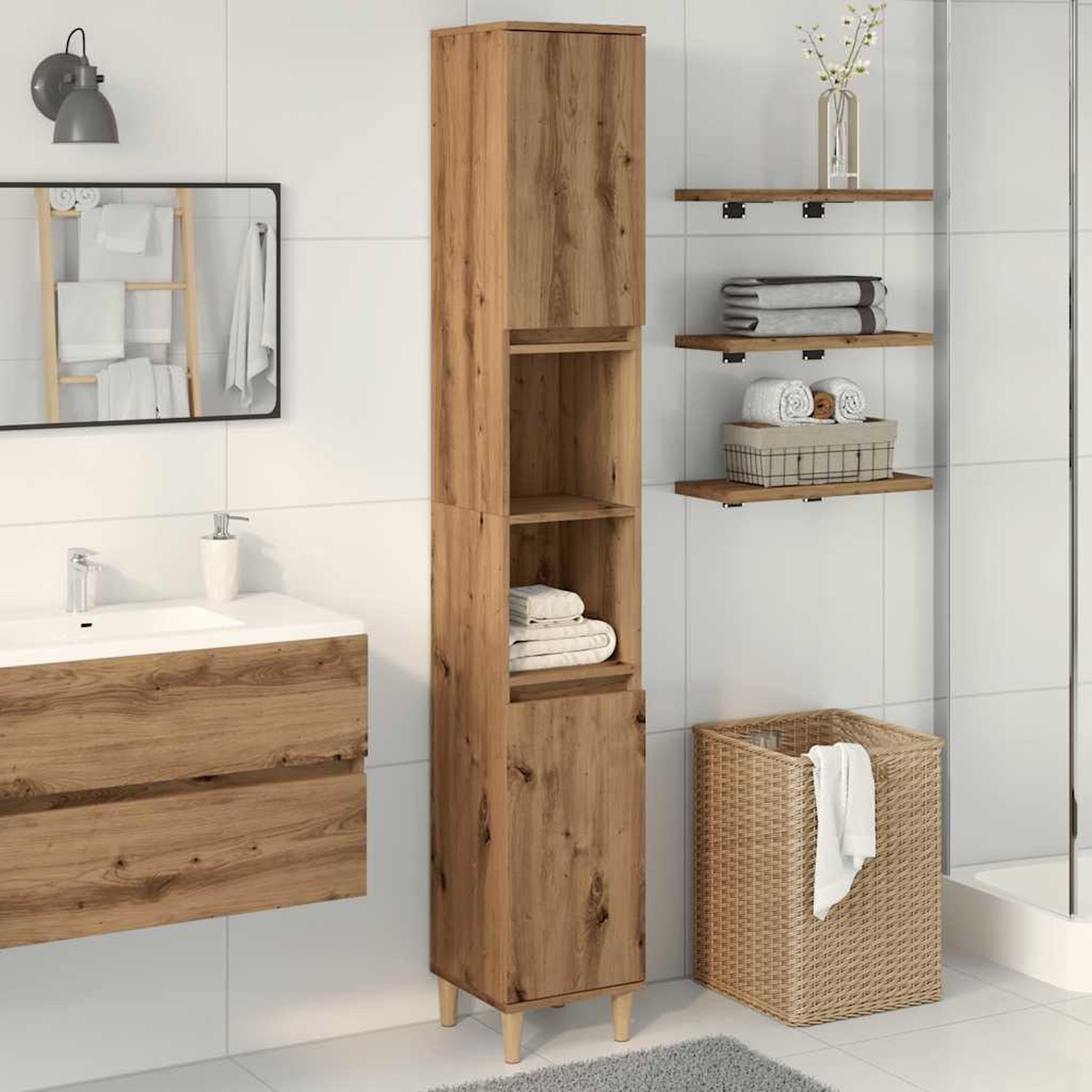 Voir la diapositive 3 : VIDAXL Armoire de salle de bain chene artisanal 30x30x190 cm
