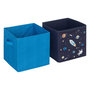 Voir la diapositive 1 : Atmosphera Kids Lot de 2 boites de rangement Espace en tissu - 29x29x29cm - Bleu