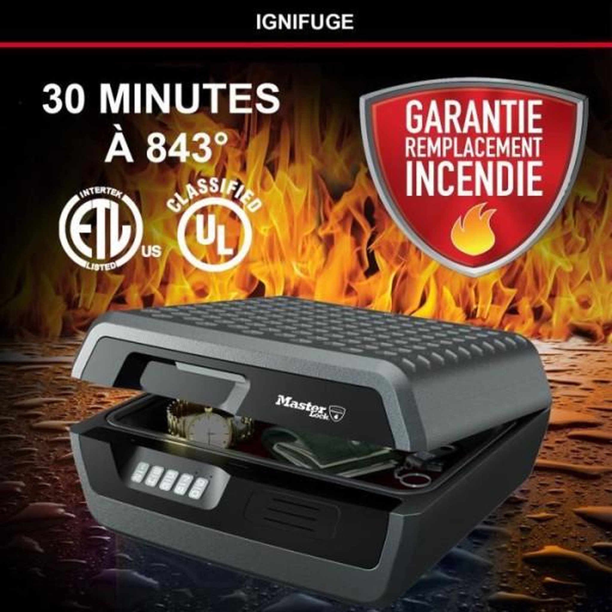 Voir la diapositive 3 : Master lock Malette de sécurité anti feu - master lock - chw30300eurhro - ignifuge et etanche - large 10l - combinaison electronique