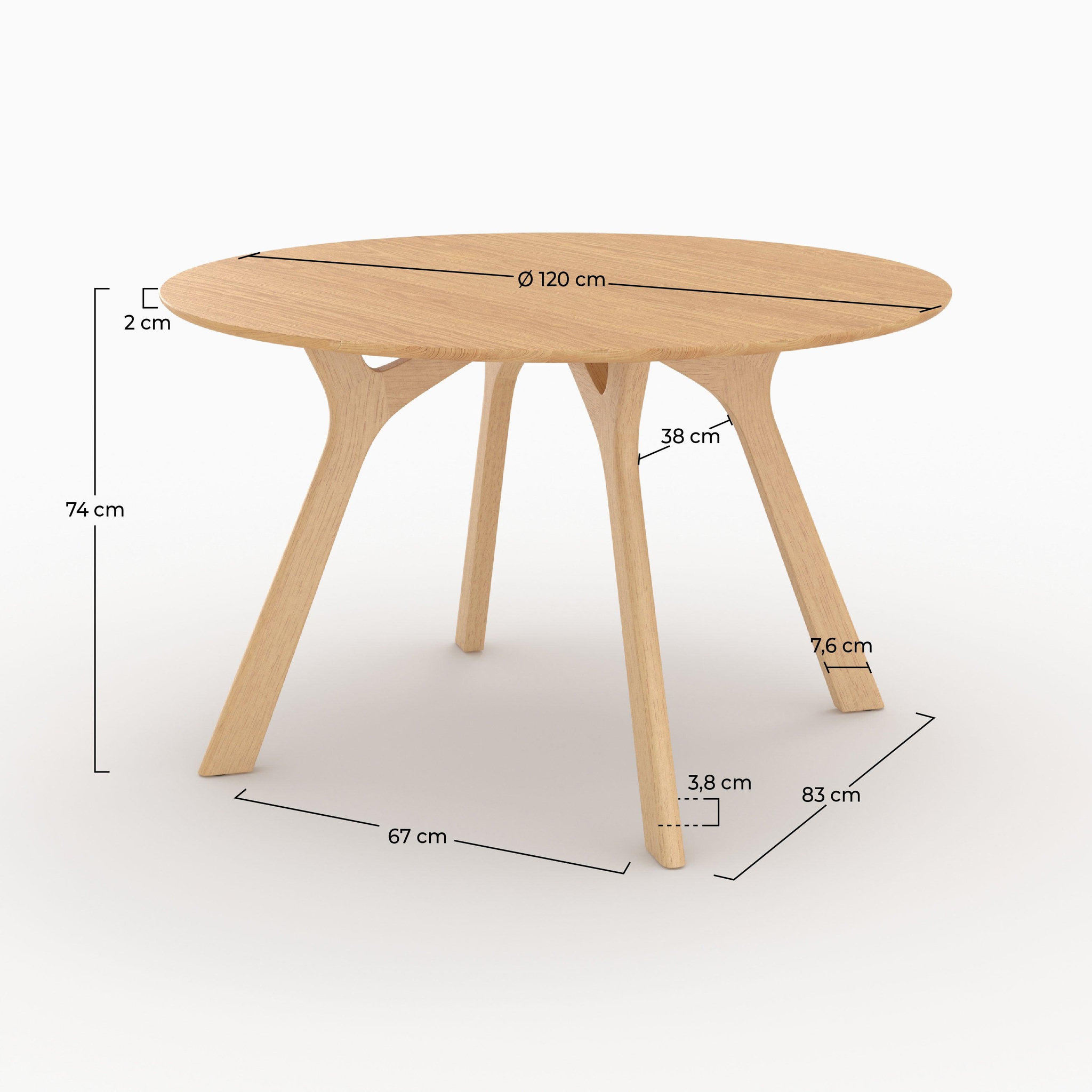 Voir la diapositive 4 : MAISON PAVANE Table ronde 4 personnes en bois d'hévéa massif et placage d120 cm-izzi