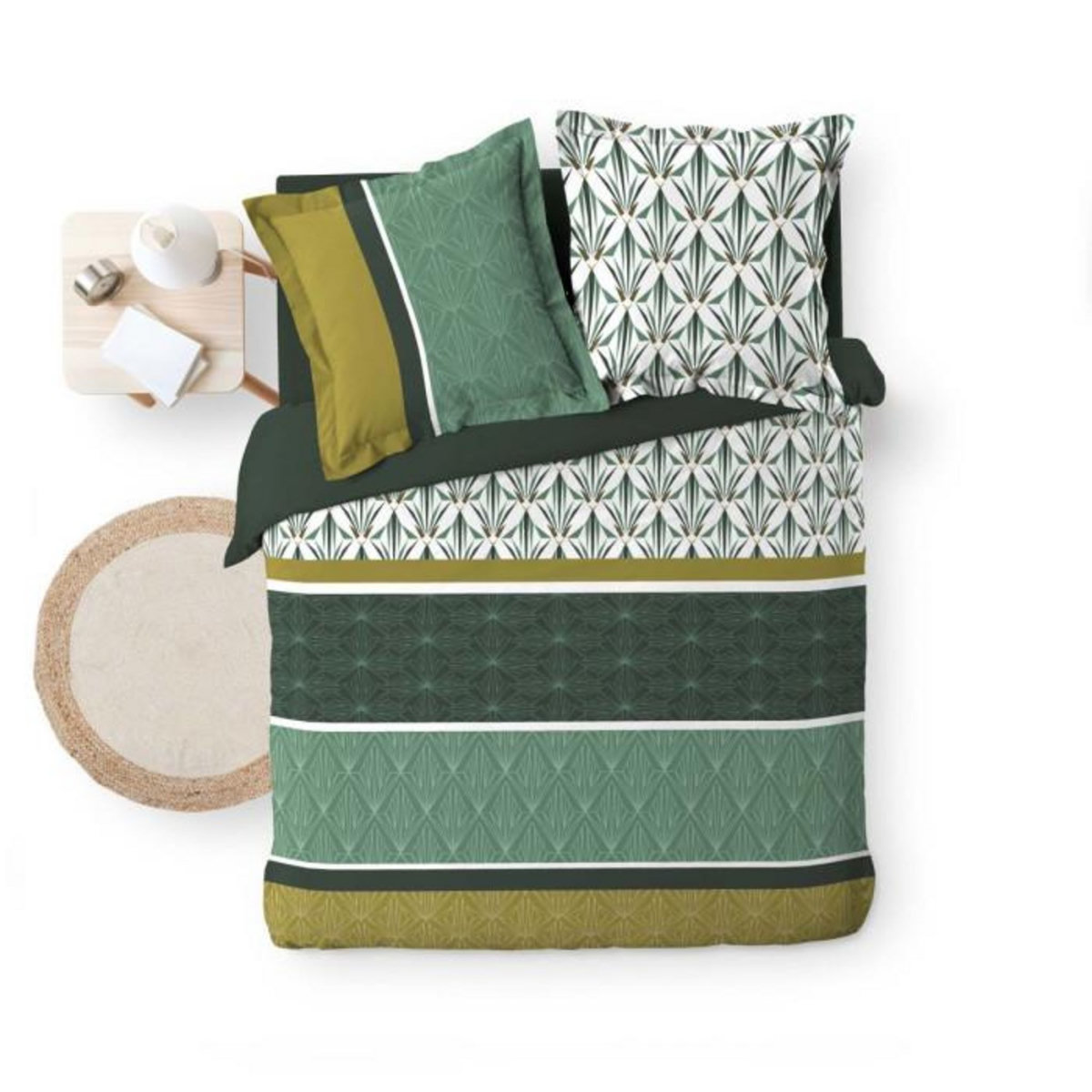Paris Prix Parure de Lit 3 Pièces  Bogota  240x220cm Vert